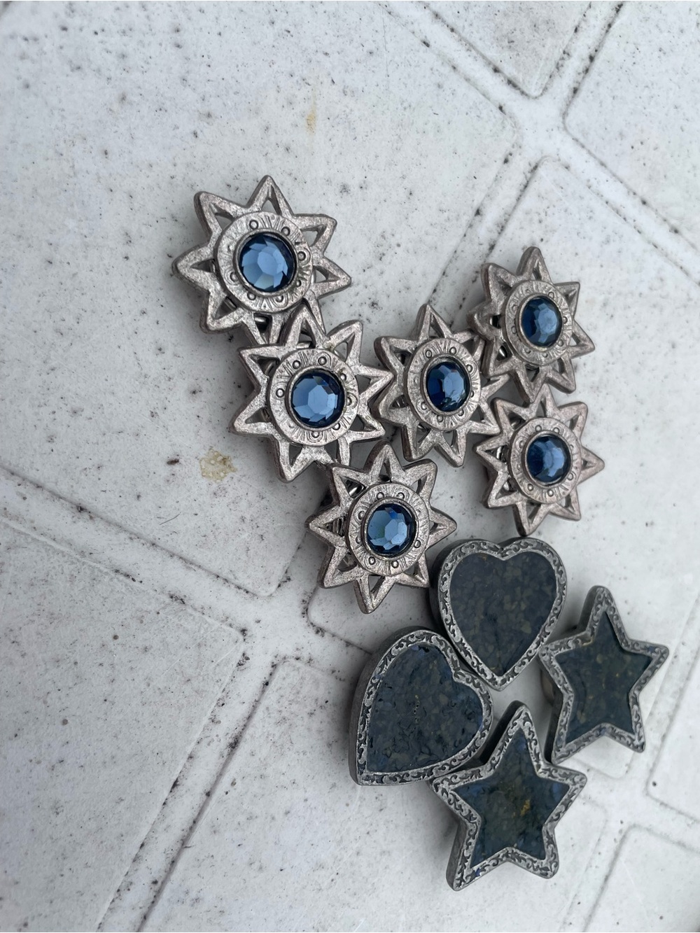 Silver vintage button covers